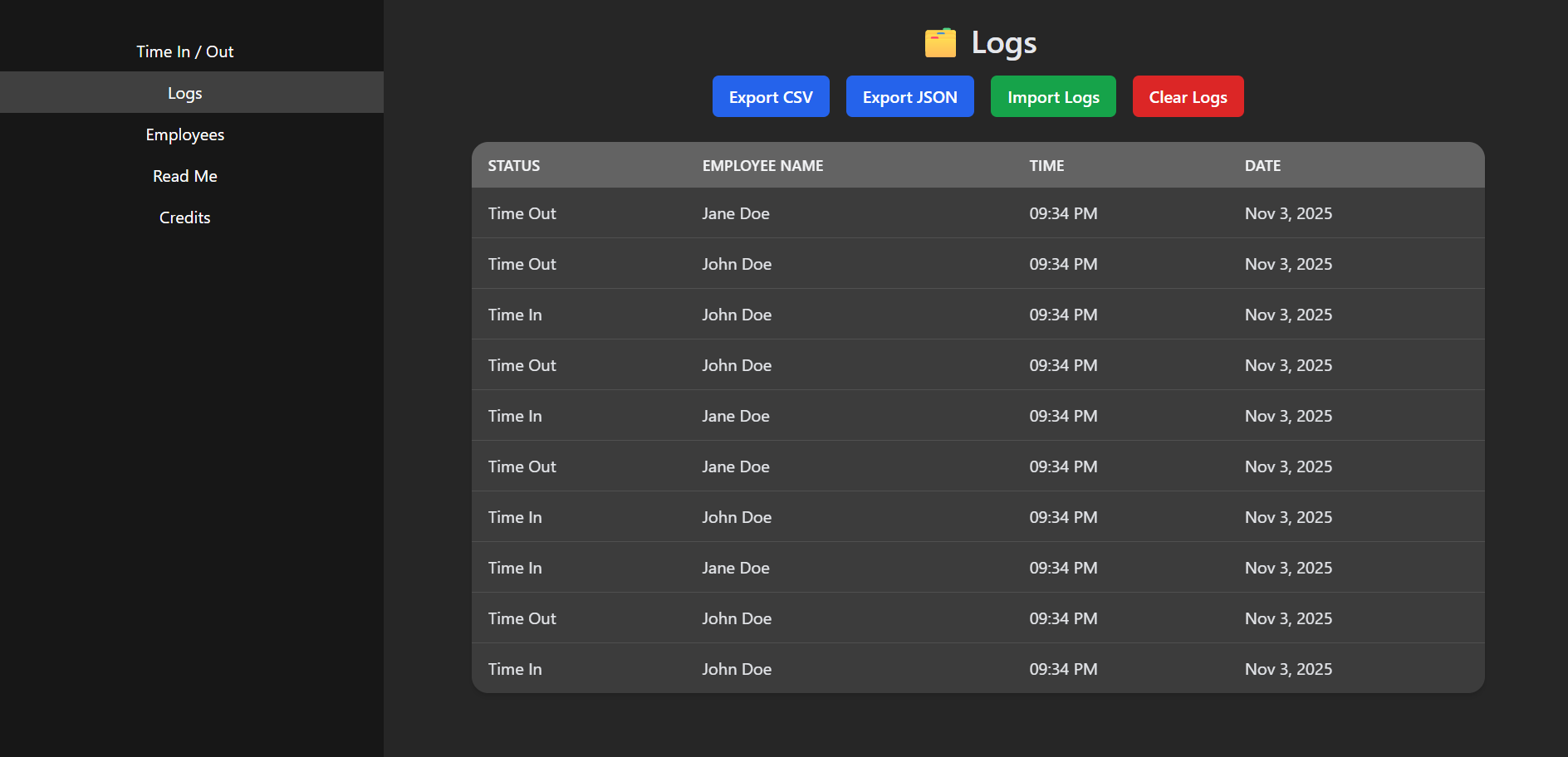 Employee Time In Out System